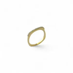 Anel Quadrado Banhado a Ouro 18k com 1 Linha de Zircônias