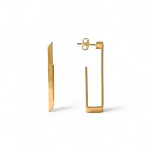 Brinco Argola Aberta Retangular Banhado a Ouro 18k