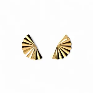 Brinco Leque Ondulado Banhado a Ouro 18k