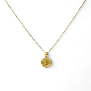Colar Medalha São Bento Banhado a Ouro 18k com Zircônias
