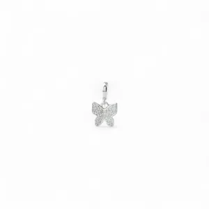 Pingente Berloque Borboleta Prata 925 com Zircônias
