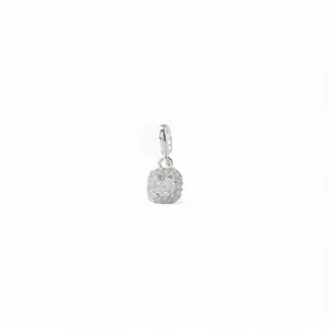 Pingente Berloque Quadrado Prata 925 com Zircônias