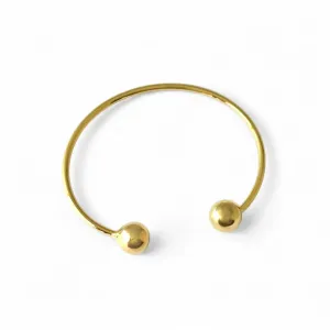 Pulseira Bracelete Aberto Bola Banhado a Ouro 18k Lisa
