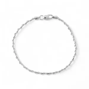 Pulseira Cordão Dois Fios Bolinha e Rabo de Rato Prata 925