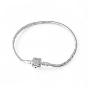 Pulseira Pandora Prata 925 com Fecho Cravejado com Zircônias