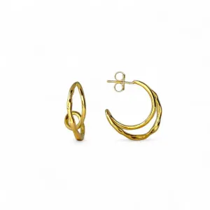 Brinco Argola Aberta 2 Linhas Trançadas Banhado a Ouro 18k