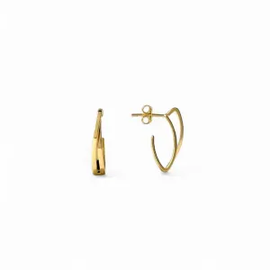 Brinco Argola Aberta Assimétrica Banhado a Ouro 18k Lisa