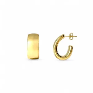 Brinco Argola Aberta Banhada a Ouro 18k Larga Lisa
