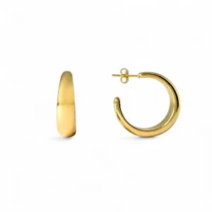 Brinco Argola Aberta Banhada a Ouro 18k Larga Lisa - 2,5cm