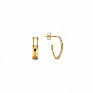 Brinco Argola Aberta Oval 2 Linhas Banhado a Ouro 18k