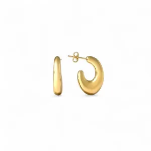Brinco Argola Aberta Oval Banhado a Ouro 18k Larga Lisa