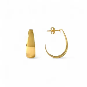 Brinco Argola Aberta Oval Banhado a Ouro 18k Lisa