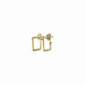 Brinco Argola Aberta Quadrada Banhado a Ouro 18k Lisa - 1,1cm