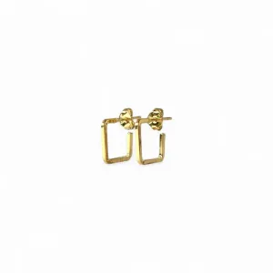 Brinco Argola Aberta Quadrada Banhado a Ouro 18k Lisa -1,5cm