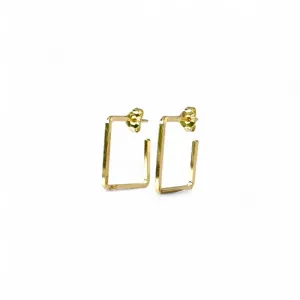Brinco Argola Aberta Quadrada Banhado a Ouro 18k Lisa -1,7cm