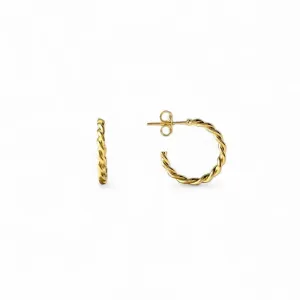Brinco Argola Aberta Torcida Banhado a Ouro 18k - 1,5cm