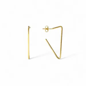 Brinco Argola Aberta Triangular Banhada a Ouro 18k Lisa - 3cm