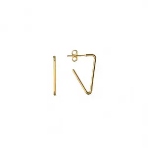 Brinco Argola Aberta Triangular Banhado a Ouro 18k Lisa - 2cm