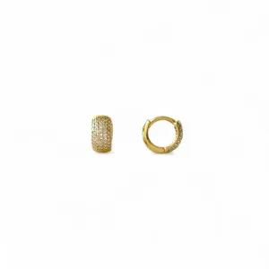 Brinco Argola Banhado a Ouro 18k com 6 Linhas de Zircônias
