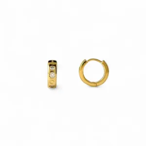 Brinco Argola Banhado a Ouro 18k Zircônias Redondas - 1,4cm