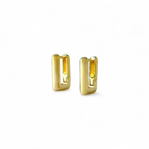 Brinco Argola Retangular Banhado a Ouro 18k Liso