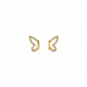 Brinco Asas de Borboleta Banhado a Ouro 18k com Zircônias