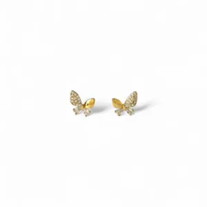 Brinco Borboleta Banhado a Ouro 18k com Zircônias