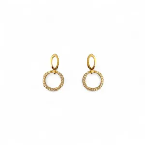 Brinco Círculo Pendurado Banhado a Ouro 18k com Zircônias