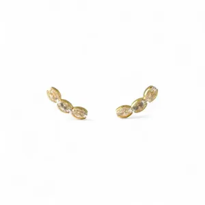Brinco Earcuff Banhado a Ouro 18k com 3 Zircônias Oval
