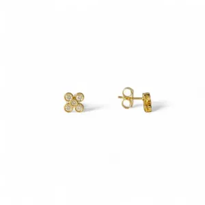 Brinco Flor Banhado a Ouro 18k com Zircônias Redondas