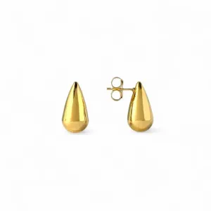Brinco Gota Abaulado Banhado a Ouro 18k
