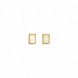 Brinco Madrepérola Retangular Banhado a Ouro 18k