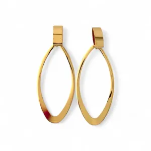Brinco Maximalista Oval Pendurado Banhado a Ouro 18k Vazado
