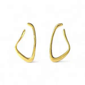 Brinco Orgânico Assimétrico Banhado a Ouro 18k