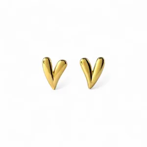 Brinco Orgânico Coração Banhado a Ouro 18k Liso