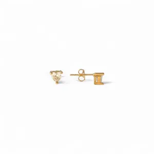Brinco Ponto de Luz Coração Banhado a Ouro 18k com Zircônia