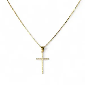 Colar Cruz Banhado a Ouro 18k com Zircônias