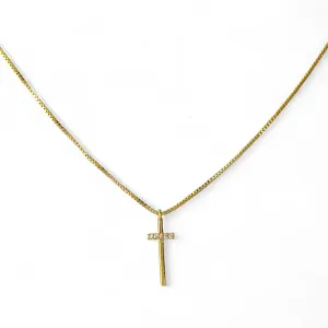 Colar Cruz Banhado a Ouro 18k com Zircônias