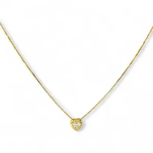 Colar Ponto de Luz Coração Banhado a Ouro 18k com Zircônia