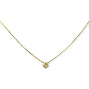 Colar Ponto de Luz Quadrado Banhado a Ouro 18k com Zircônia