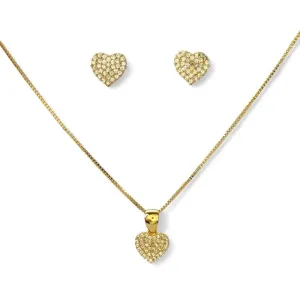 Conjunto Coração Banhado a Ouro 18k com Zircônias