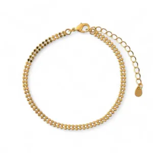 Pulseira Bolinhas 2 Linhas Banhado a Ouro 18k Achatadas