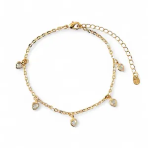 Pulseira Corações Banhada a Ouro 18k com Zircônias