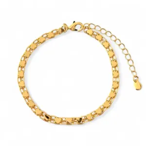 Pulseira Cordão Corações Banhada a Ouro 18k Lisa