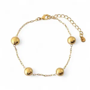 Pulseira Elo Cartier Bola Lisa Banhada a Ouro 18k