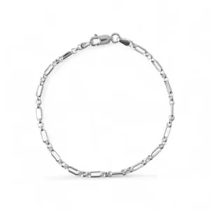 Pulseira Elo Português e Elo Retângulo Prata 925