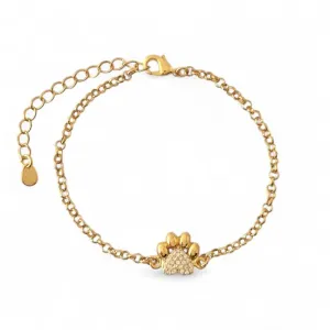 Pulseira Elo Português Pata Banhada a Ouro 18k com Zircônia