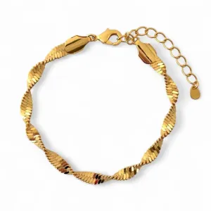 Pulseira Estilo Cordão Torcida Banhada a Ouro 18k