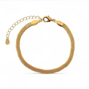 Pulseira Estilo Rede Banhada a Ouro 18k Achatada