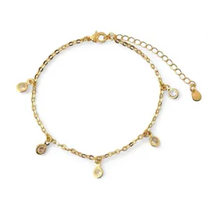 Pulseira Ponto de Luz Banhada a Ouro 18k com 5 Zircônias